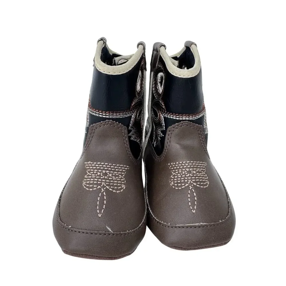 Twister M&F Western‎ Brown Infant Size 3 Mid Calf Cowboy Boots Soft Non Slip